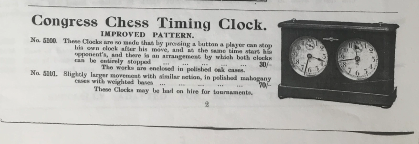 1925/26 Jaques price-list excerpt showing separate HAC-type and Congress timers.
