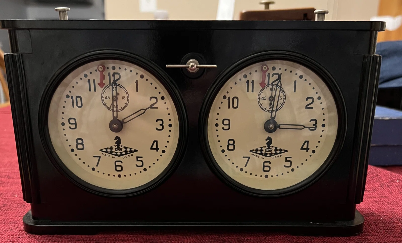 Black Bakelite Soviet chess clock.