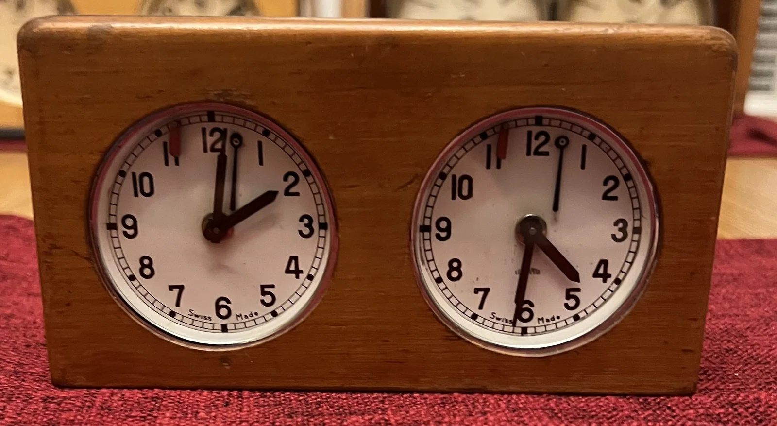 Birse / Grob’s Schachuhr clock with recessed dials.