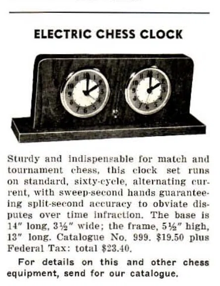 Chess Review electric chess-clock advertisement