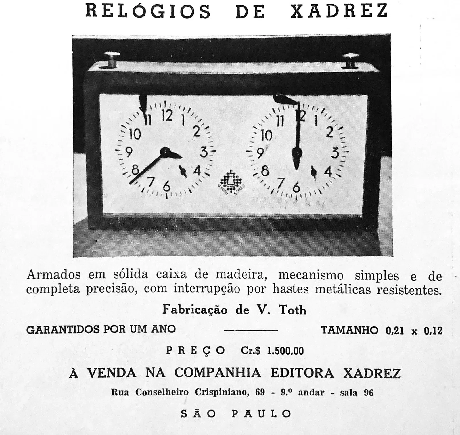 Vince Toth Chess Clock Ad