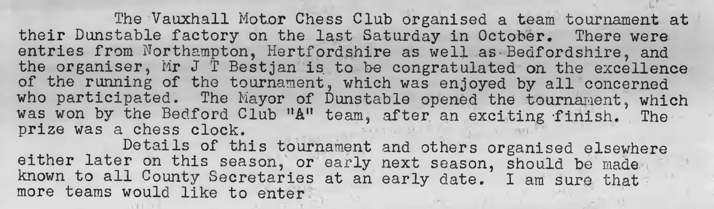 Vauxhall Motors Chess Club: A Documented Works Club