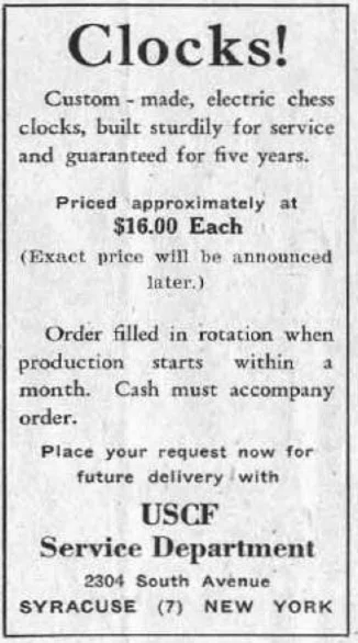1947: USCF Electric Clock Ad