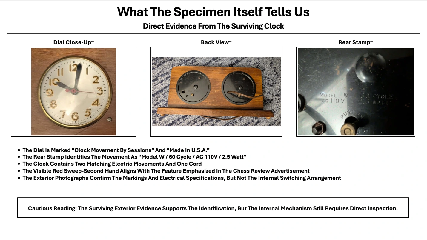 Direct evidence from the surviving electric chess clock